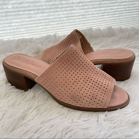 Koolaburra By Ugg‎ Raychel Open Toe Suede Heel perforated Mule blush pink sz 7.5 - Picture 1 of 11